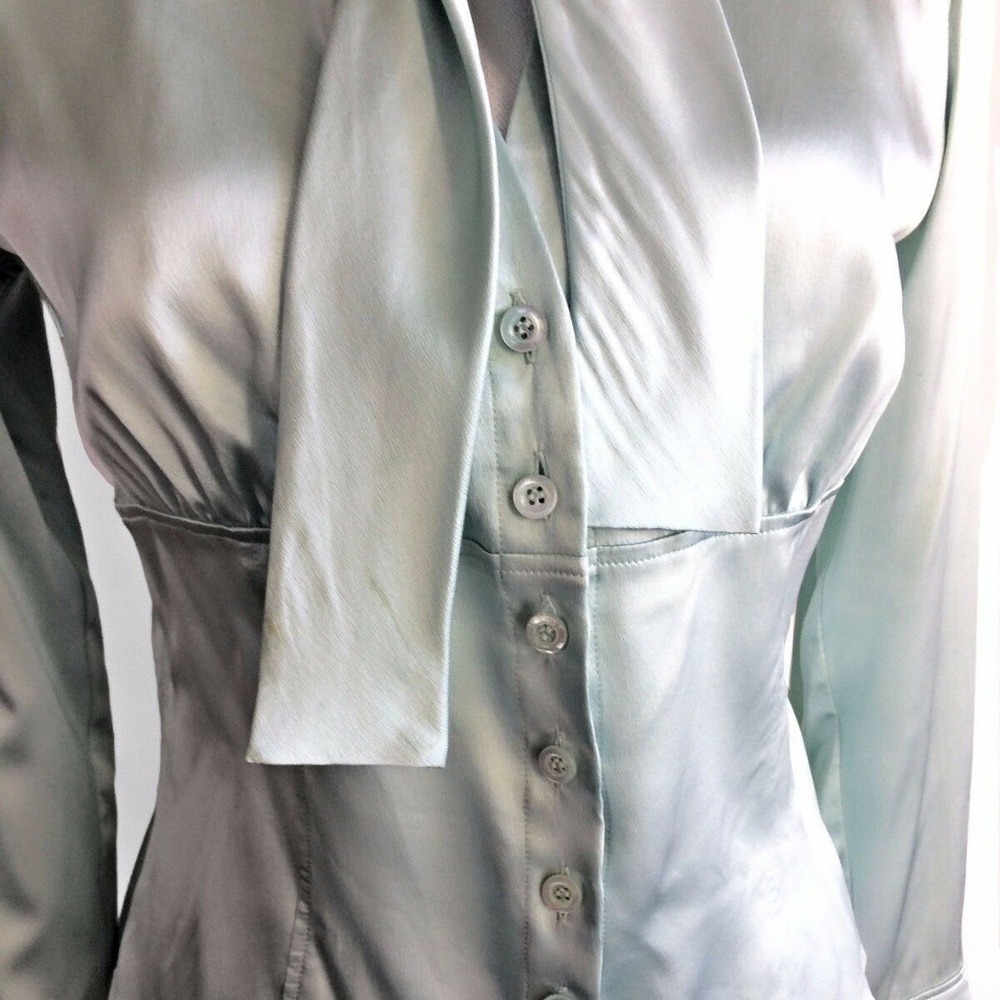Vintage ESCADA Silk Fitted Ascot Bell Cuff Blouse - Picture 6 of 8